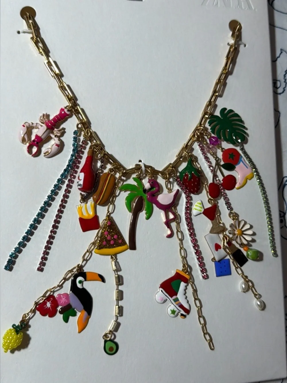 Zara charm link necklace, tropical